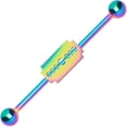 thumbnail image 2 of Industrial Cartilage Piercing 14G Barbell with Razor Blade Charm, 2 of 4