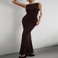 thumbnail image 2 of Robe Longue en Tricot Sans Manches Col Débardeur Robe Cocktail, 2 of 9