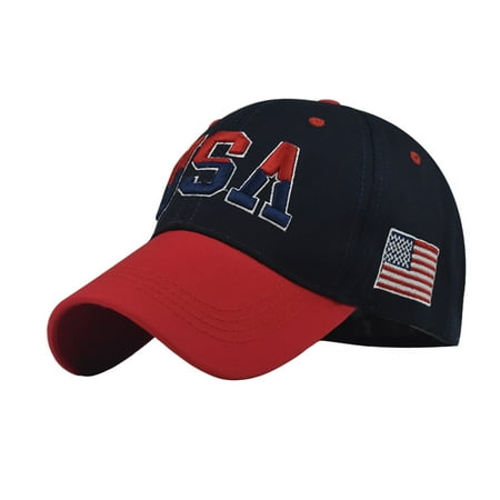 

Veki Male Female Neutral Summer America Flag Embroidery Baseball Caps Hat Visors Sports Dad Hat