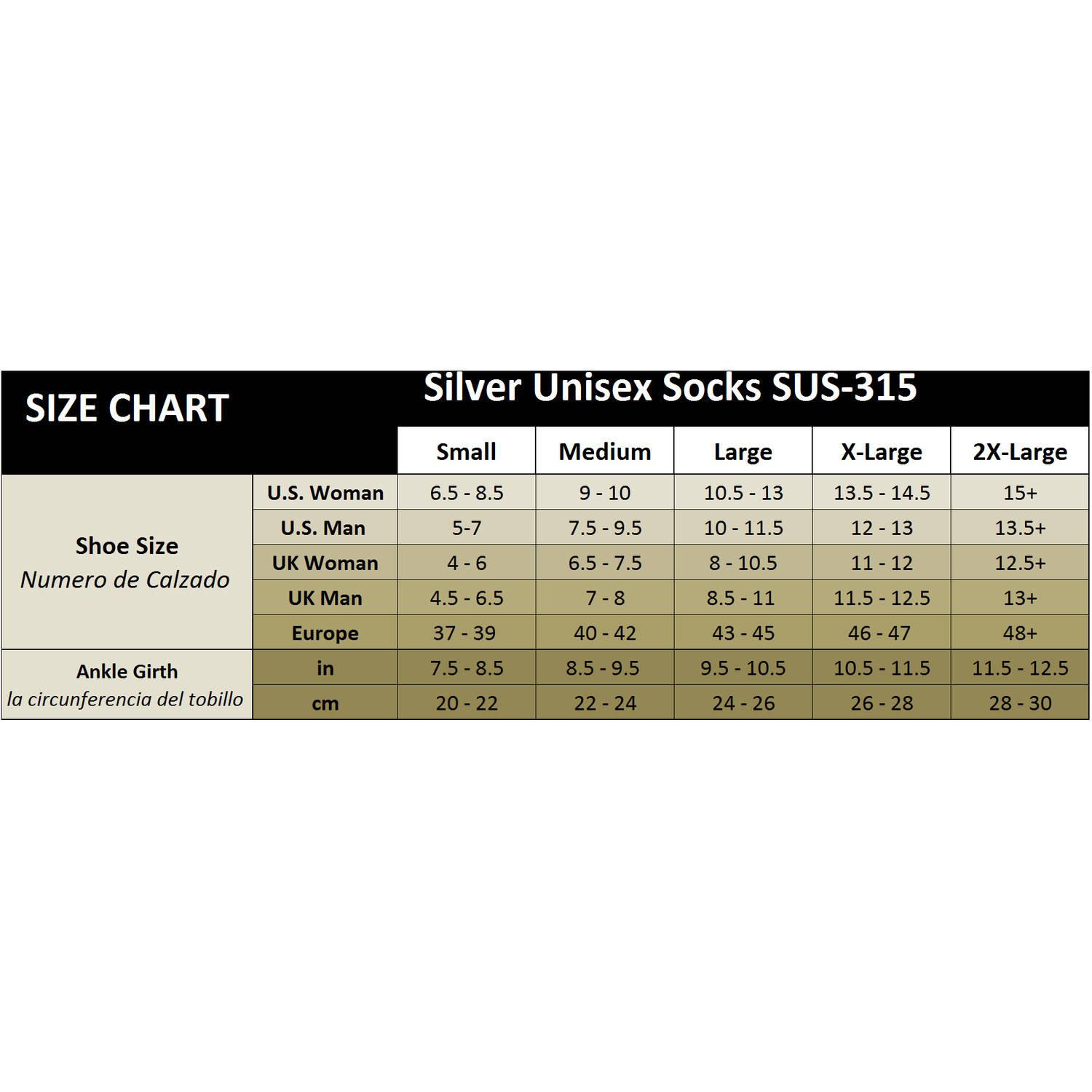 MAXAR Unisex Silver/Cotton Compression Support Socks (20-22 mmHg), Knee High: SUS-315