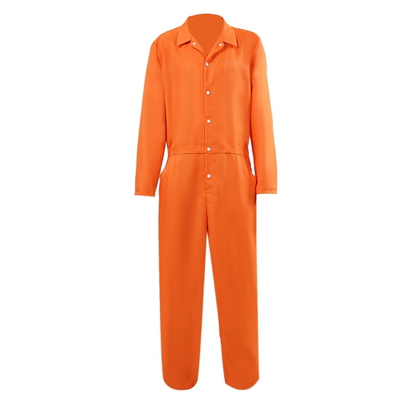 JOANKDMI Men's Scary Horror Movie Mechanic Jumpsuit Long Sleeve Zip Up Coveralls for Creepy Zombie Survivor Role Play and Spooky Trick-or-Treat Halloween Outfit