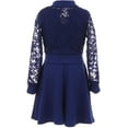 thumbnail image 2 of Big Girl Girls Set Floral Lace Jacket Round Neck Bow Holiday Flower Girl Dress Royal 12 JKS 2096, 2 of 5