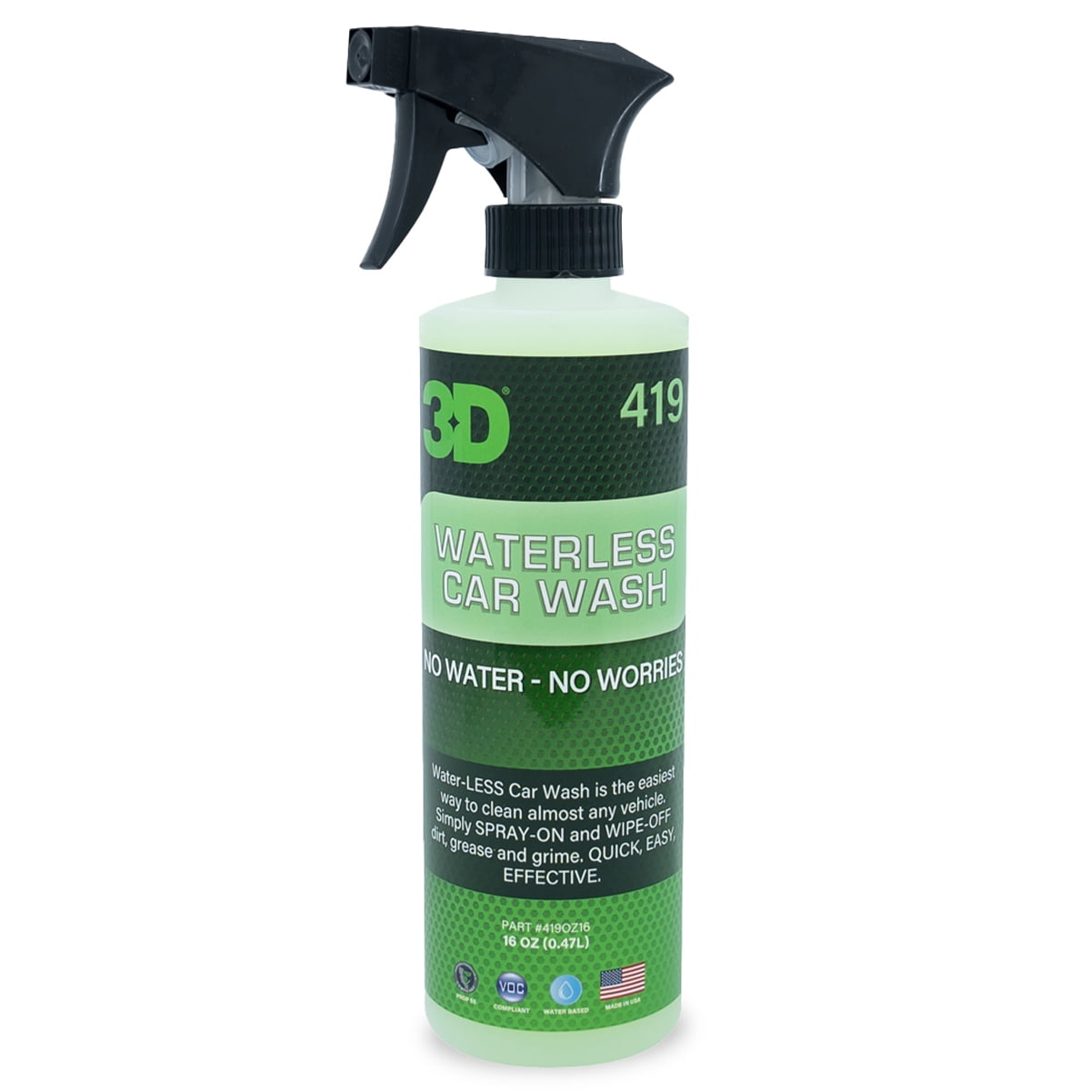 3D Waterless Car Wash - Easy Spray Waterless Detailing Spray - No Soap or Water Needed - Great on Cars, RVs, Motorcycles & Boats 16oz