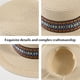 thumbnail image 3 of Sombrero de paja de estilo retro para mujer, con circunferencia de 56-58 cm, para viajes, playa, parasol, protector solar, parte superior plana, ala grande, 3 of 5