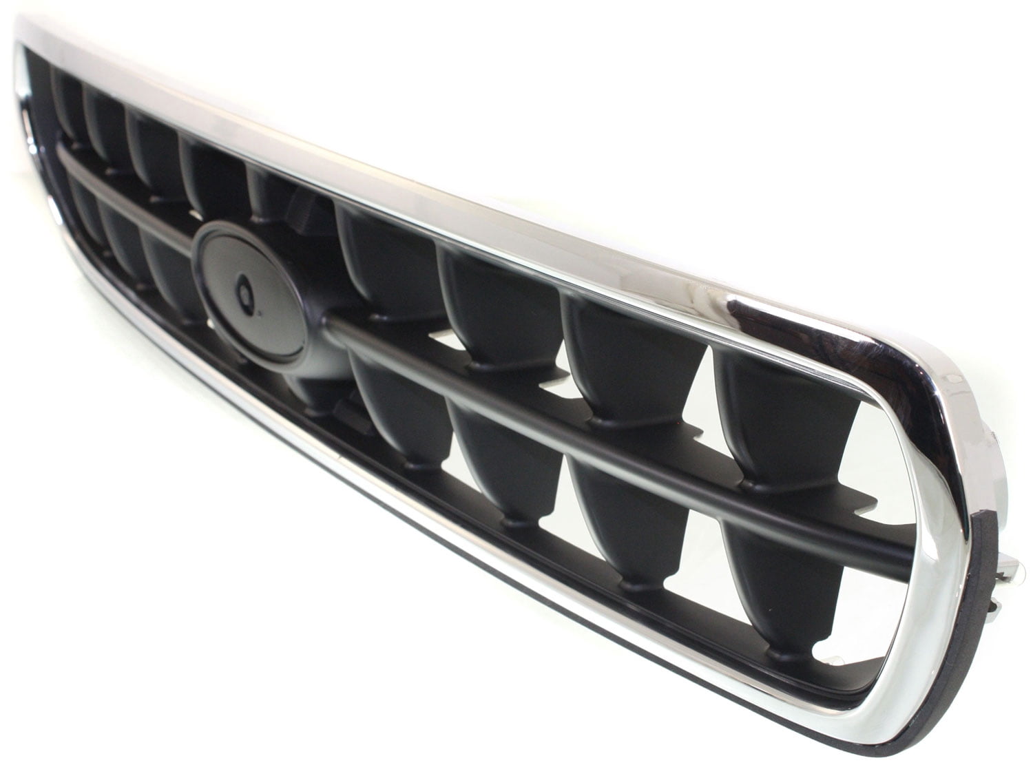 Grille Assembly Compatible With 2003-2004 Subaru Outback Chrome Shell with Painted Silver Black Insert