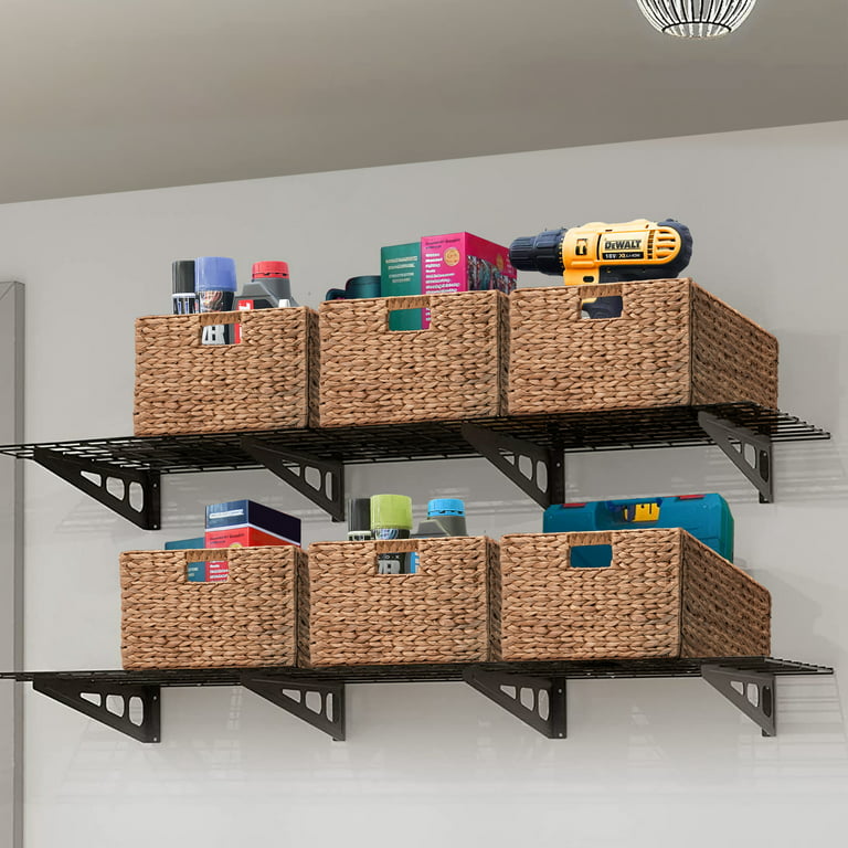 Farmlyn Creek 3 Section Wicker Baskets for Shelves, Hyacinth Storage Baskets  for Bathroom Organizing, 2 Pack (14.4 x 6 x 4.3 in)