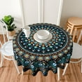 thumbnail image 3 of Mandala Black Blue Colorful Waterproof Picnic Patio Party Round Table Cloth Cover Decorations Fabric 60 Inch Circular Tablecloth for 20-47 Inch Home Dining Room Kitchen Decor, 3 of 6