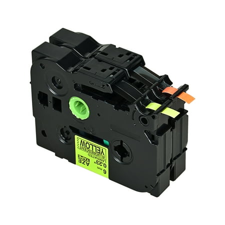 GREENCYCLE 2 Pack Compatible Brother TZ-B11 TZeB11 TZe-B11 TZe-C11 TZ-C11 TZeC11 TZ TZe Tape Laminated Black on Fluorescent Orange/Yellow Label Tapes use for Brother P-Touch Label Maker 6mm x 5m