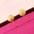 thumbnail image 2 of EXHUMKY Minimalist Earrings 1 Pair Simple Design Golden Round Beads for Women Everyday, 2 of 8
