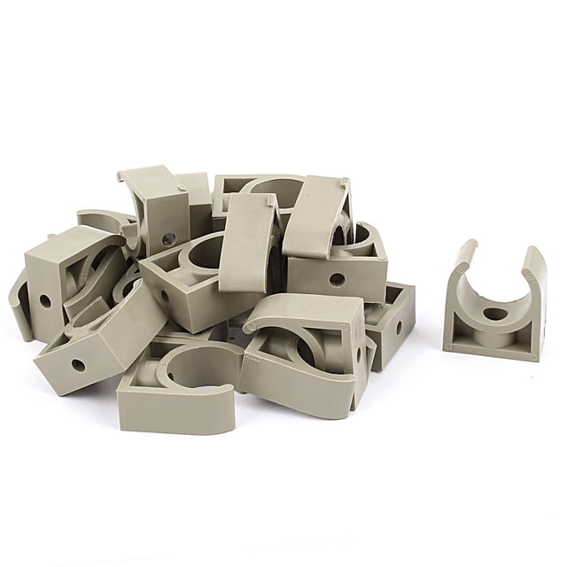 Unique Bargains 20 Pcs 25mm Diameter PVC Water Tube Pipe Clamps Clips Connectors Gray