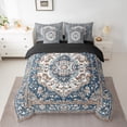 thumbnail image 2 of jejeloiu Vinatge Floral 7-Piece Twin Bedding Sets,Boho Bohemian Theme Bedding Comforter Set,Deepblue Brown Sheet Sets For Men Women,Ultra Soft Home Decor Reversible, 2 of 8