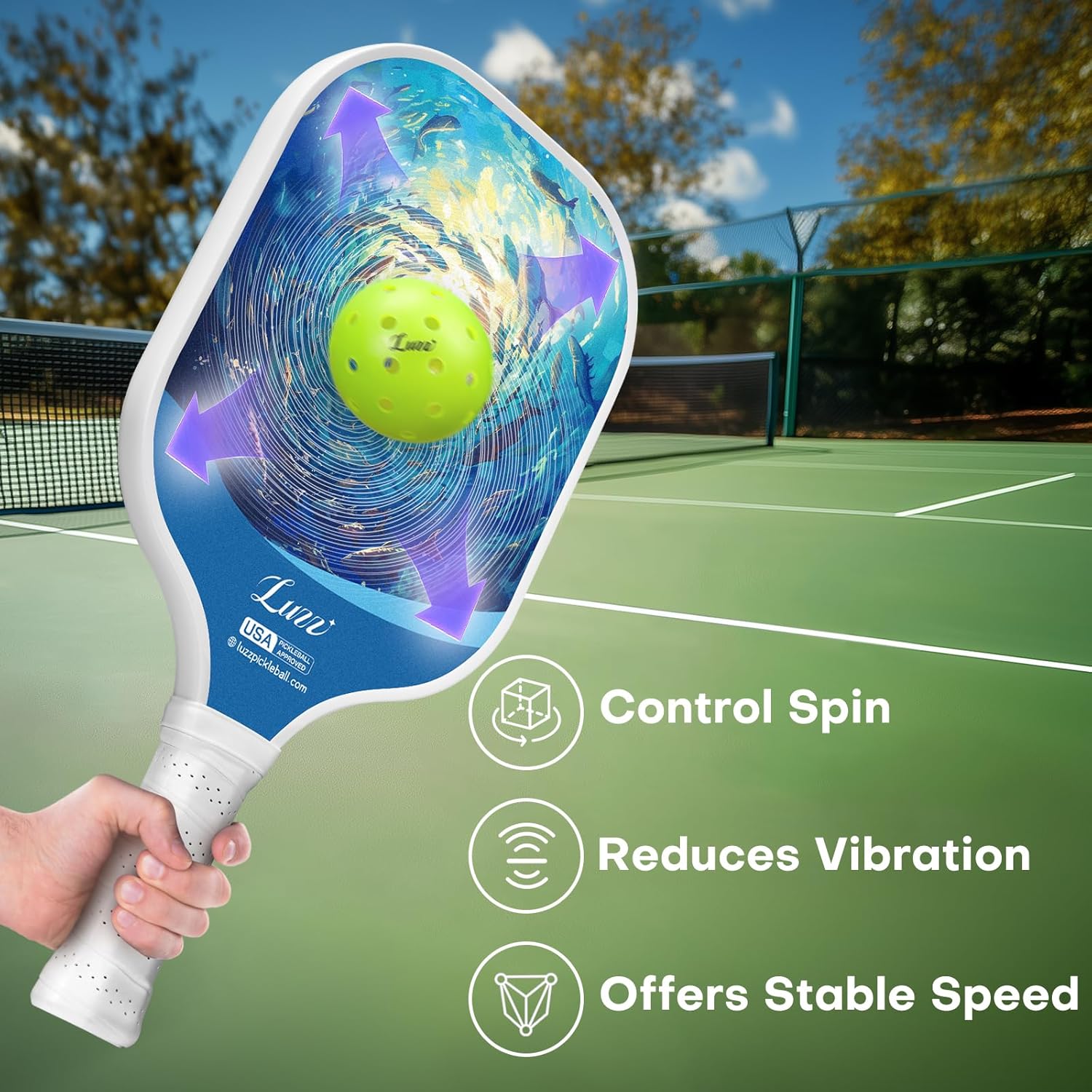 LUZZ Carbon Fiber Pickleball Paddle Set of 2 with 4 Balls and Carry Bag, USAPA Approved, T706 Pickle Ball Rackets for All Skill Level
