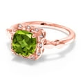 thumbnail image 2 of Gem Stone King 2.55 Ct Green Peridot White Created Sapphire 18K Rose Gold Plated Silver Ring, 2 of 6