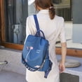 thumbnail image 4 of Mochila Oxford con bordado de flores para mujer, mochila antirrobo de viaje (azul) Likrtyny  Para estrenar, 4 of 8