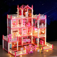 thumbnail image 4 of Large Doll House for Girls  4 Rooms Dream Dollhouse with Lights, Play Mat, Dolls, Furniture & Rich Accessories, Perfect Birthday gift, 4 of 5