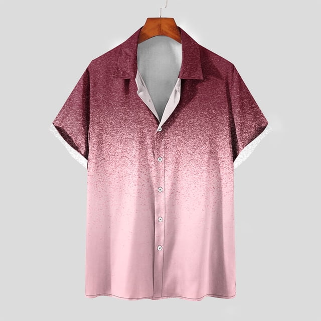 Mefallenssiah Mode Hommes Confortable Impression Manches Courtes Col Chemise Chemisier