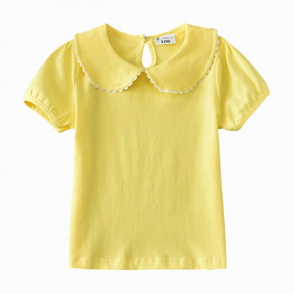 Zanarzt Fashion Kids Girls Summer Tops T-Shirt Puff Short Sleeve Soft Casual Tees Fashion Tops 6-12 Months,Yellow
