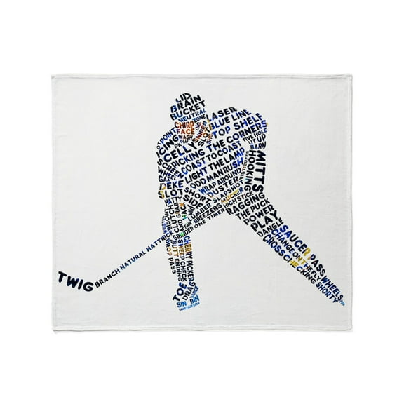 CafePress - Hockey Player Typography Throw Blanket - Soft Fleece Throw Blanket, 50"x60" for All Ages