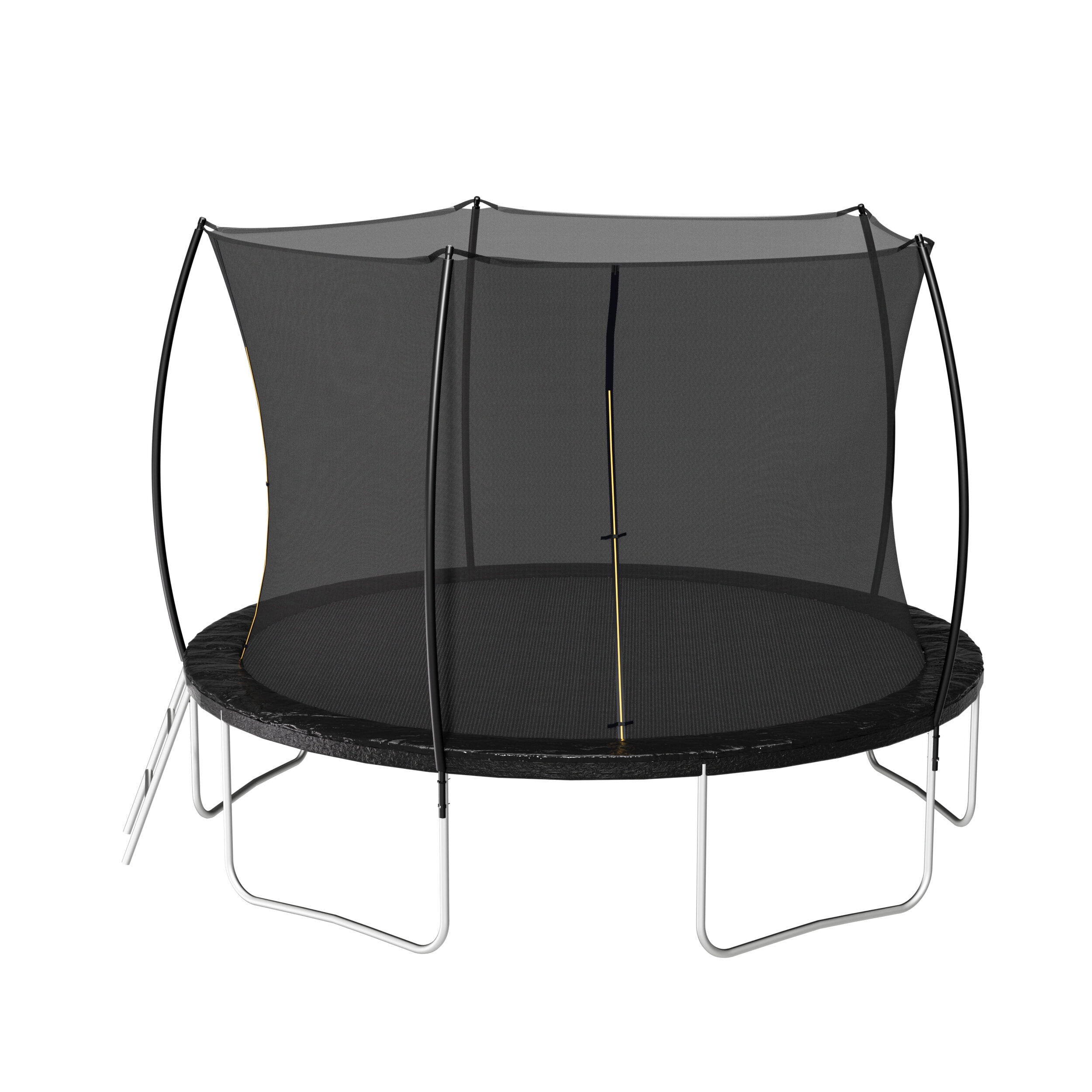 Mini Trampoline, 12FT Trampoline (Double-side color pad) , Trampoline for Kids and Adults with Enclosure Net and Ladder,Curved fence pole, Black Trampoline For Kids,Steel Fitness Trampoline