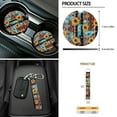 thumbnail image 7 of Yuyamidu Brown Aztec Auto Front Seats Cover Set of 12 Sunflower Steering Wheel Cover Seatbelt Pads Center Console Cover Trash Bin Sunglass Holder Rearview Mirror Cover Cup Holder Keychain Car Decor, 7 of 7