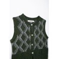 thumbnail image 5 of HH TRAF 2024 Chaleco de suéter para mujer, verde oscuro, cuello redondo, sin mangas, estampado geométrico, botonadura sencilla, tops de punto de otoño para mujer, moda, 5 of 5