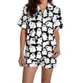 thumbnail image 3 of JIANLAI Pajamas Set for Women 2‑Piece Short Sleeve Button Up Loungewear Shorts Set For Holiday Nightwear, 3 of 8