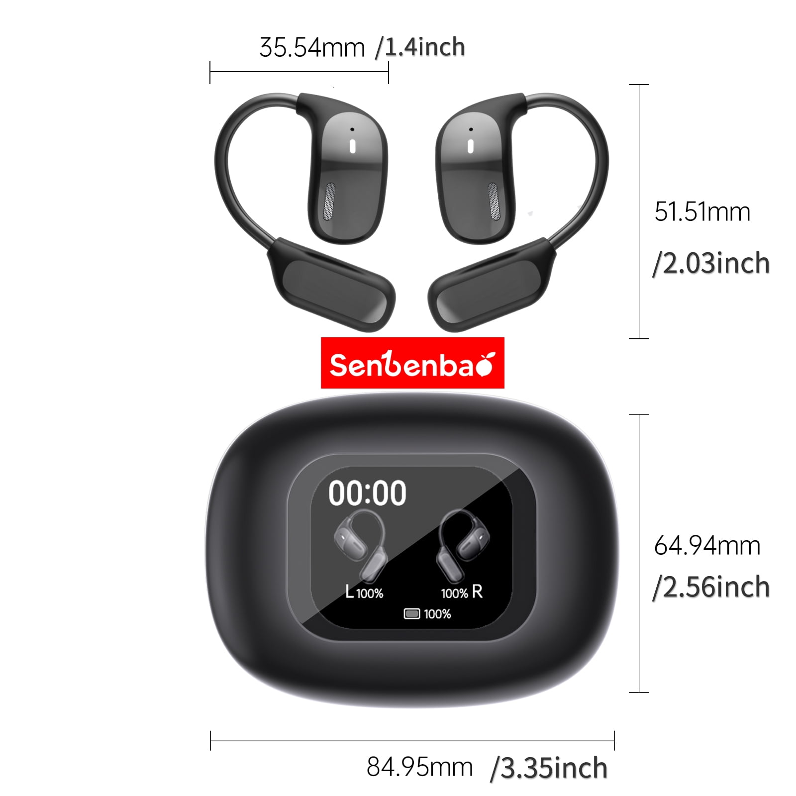 JM16 Wireless Earbuds with Ehook Full-color Smart Screen