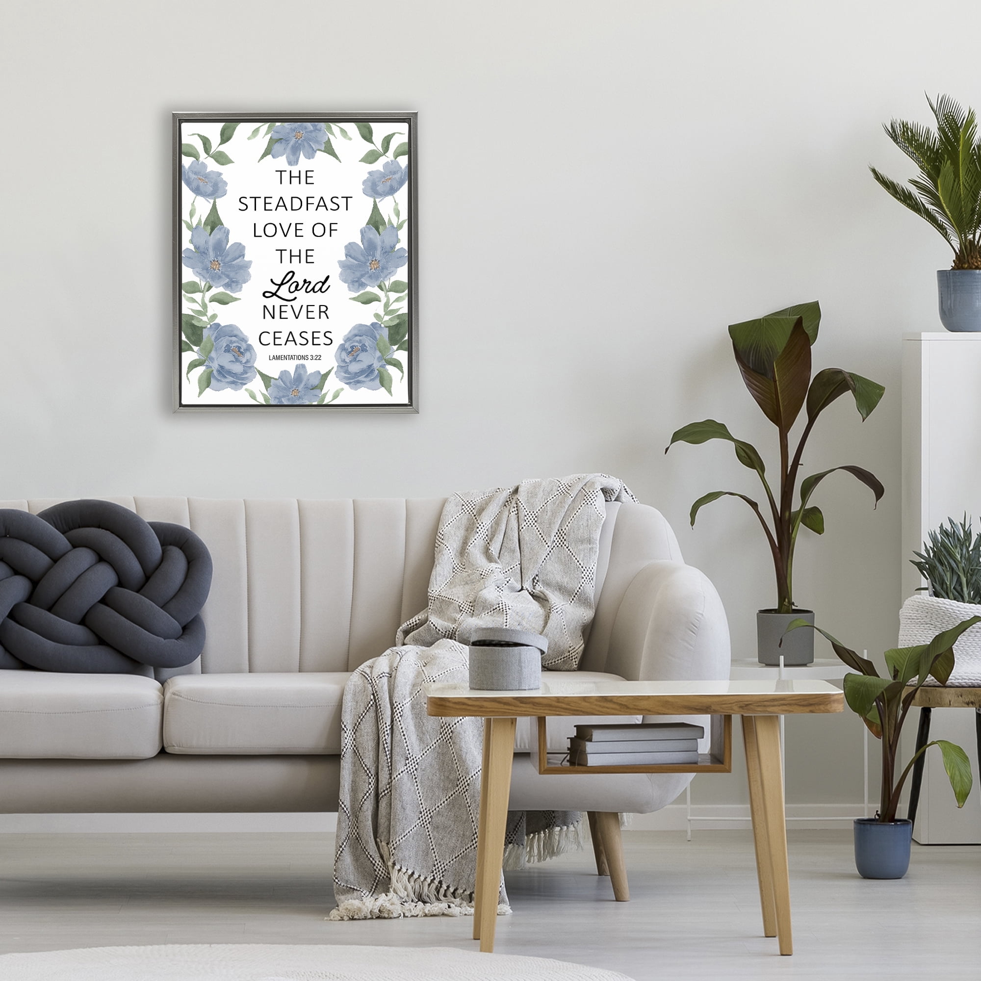 Stupell Industries Steadfast Love Of The Lord Gray Framed Floater Canvas Wall Art, design by Lucille Price