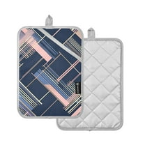 Yayeee Pot Holders Kitchen Heat Resistant with Pocket 7"x9.8" Cotton Oven Cooking Hot Pads, Black Stripes