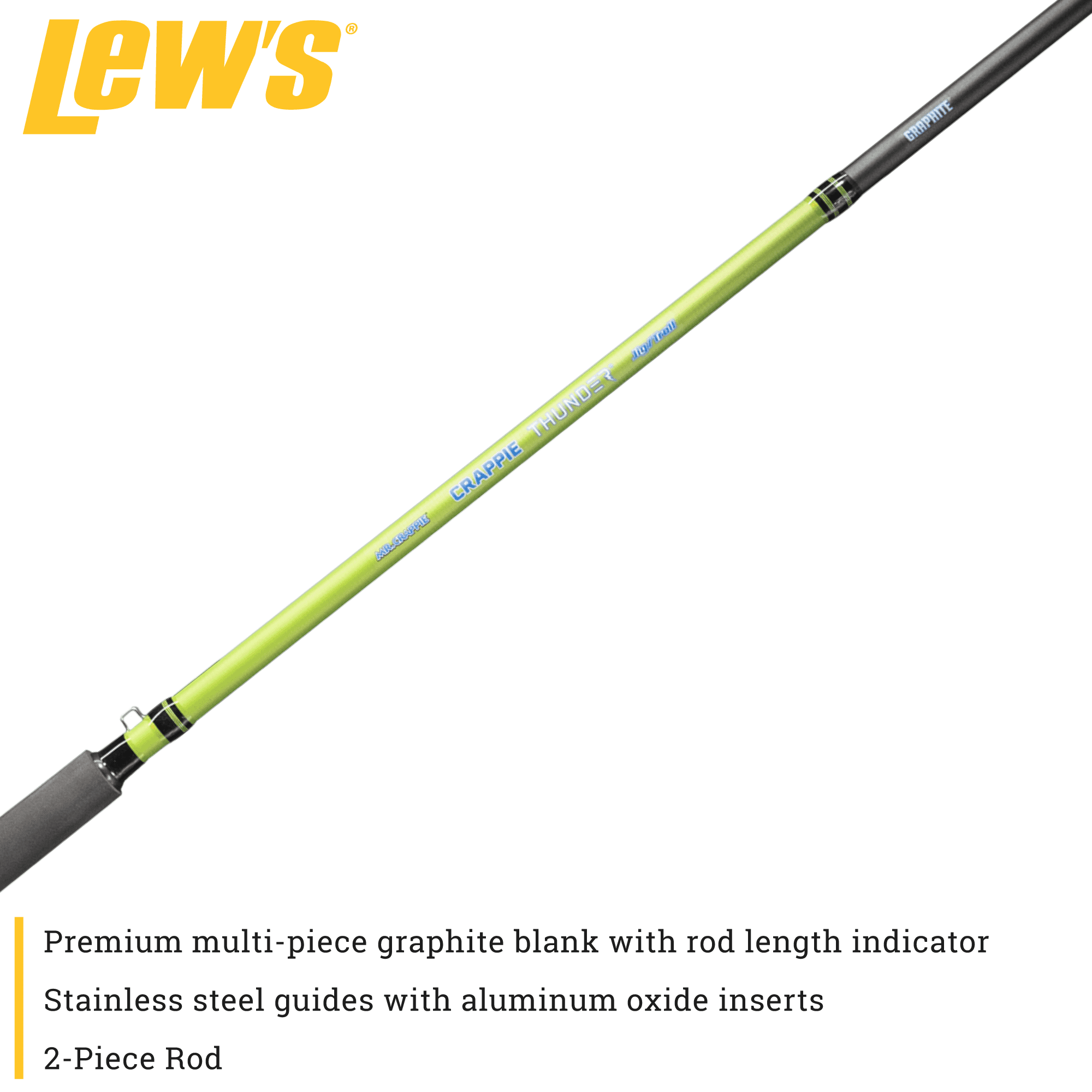 Lew's Crappie Thunder Jigging Rod, 9-Foot 2-Piece Rod, Light Power Fast Action, Green