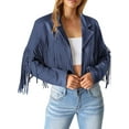 thumbnail image 3 of PRETTYGARDEN Women's Faux Suede Leather Jackets Tassel Motorcycle Cropped Coats Fashion Clothes, 3 of 10