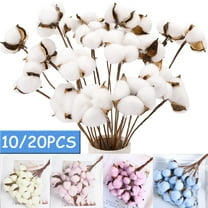 20PCS Artificial Cotton Flowers Antique Cotton Stems Farmhouse Decorations Fake Fall Vase Filler White Dried Cotton Plant Decor for Home Wedding Party Kitchen DIY Floral Arrangement