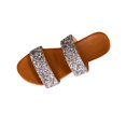 thumbnail image 1 of Beach Flat Sandals for Women, Solid Color Slip-On Style with Sequined Rhinestone Strap, Soft Footbed, Open-Toe Design, Lightweight Sole, Breathable Summer Footwear, 1 of 9