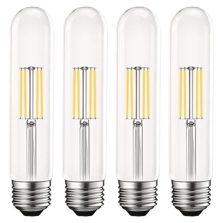 

Luxrite Vintage T9 LED Tube Light Bulbs 60W Equivalent 4000K Cool White 550 Lumens Dimmable Edison Tubular Light Bulbs 5W Clear Glass LED Filament Bulb UL Listed E26 Standard Base 4 Pack