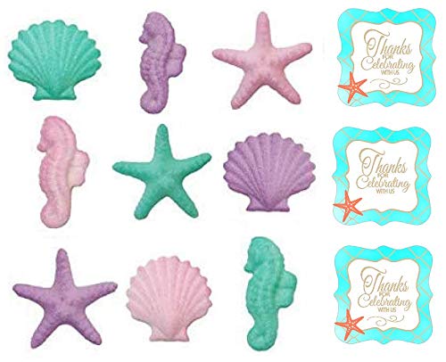 40 Edible Pink and White Shimmery Sea shells fondant cake//cupcake toppers