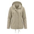 thumbnail image 4 of Winter Hooded Jackets for Women Waterproof Plus Size Long Sleeve Solid Color Lightweight Windproof Rain Jacket with Pockets for Hiking Travel Sport, 4 of 4