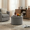 thumbnail image 3 of Dovov 25" Tufted Round Ottoman with Storage, Large Storage Ottoman Footrest Flip Top Foot Stool, 220lbs Capacity, Gray, 3 of 10