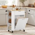 thumbnail image 2 of HOMCOM Rolling Kitchen Island, Tilt Out Trash Can Cabinet, White, 2 of 10
