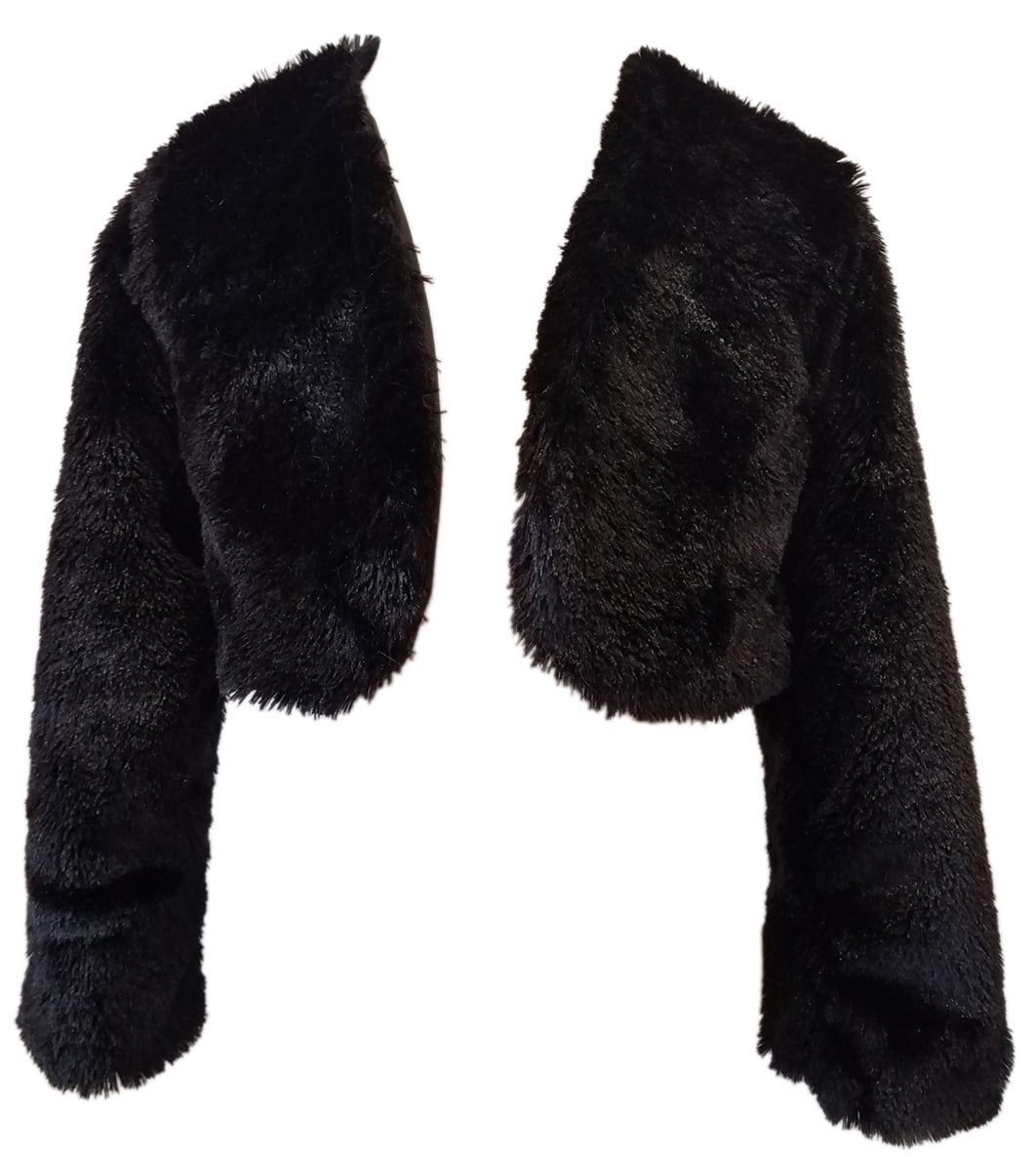 black faux fur bolero jacket