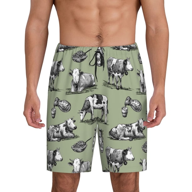 Fotbe Farm Cows Pantalones Cortos de Pijama para Hombre, Ropa de Dormir, Pantalones de Pijama Cortos para Hombre-X-Large