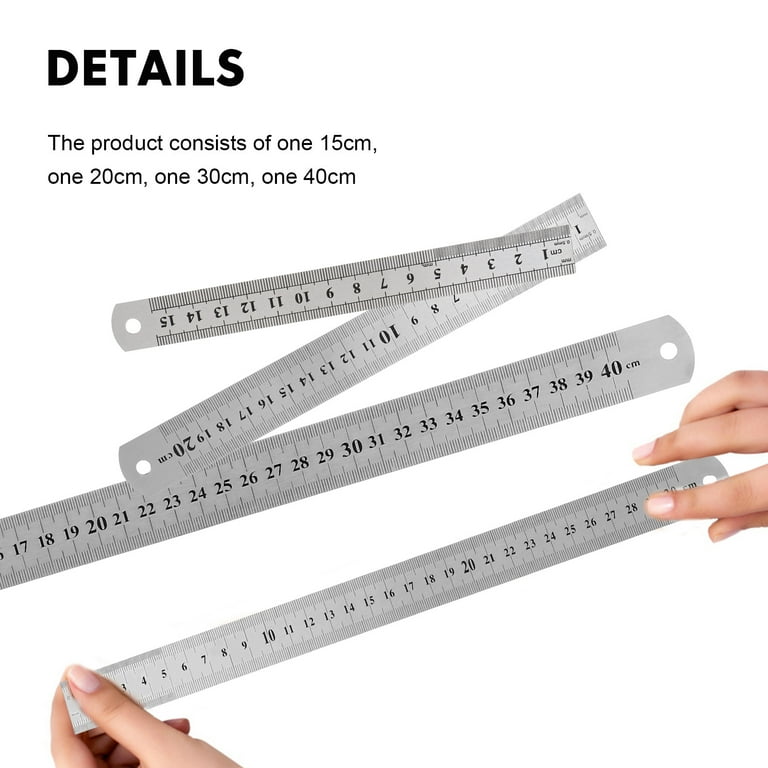 12 Pcs Graduated Steel Ruler Double Sided Tools Precision Gram Scale Double sided Metal Rulers Student Office