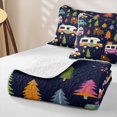 thumbnail image 4 of Erosebridal Colorful Camper Car Quilt King, Woodland Bear King Coverlet Set, 3 Pieces 1 Bedspread and 2 Pillowcases, 4 of 7