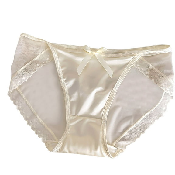 fatyb Panties for Women Lace Cute Seamless Underwear Mesh No Show Stretch Plain Ladies Bikini Briefs