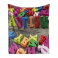thumbnail image 1 of Autism Soft Flannel Fleece Throw Blanket, Colorful Image of Toy Alphabet Placed in an Arrangement on a Wooden Background, Cozy Plush for Indoor and Outdoor Use, 50" x 60", Multicolor, by Ambesonne, 1 of 6