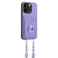 thumbnail image 3 of Allytechgroup iPhone 15 Plus Case with Cards Holder, Crossbody Shoulder Strap Ring Holder Kicsktand Bumper Shockproof Slim Fit Wallet Case Cover for Applle iPhone 15 Plus, Purple, 3 of 9