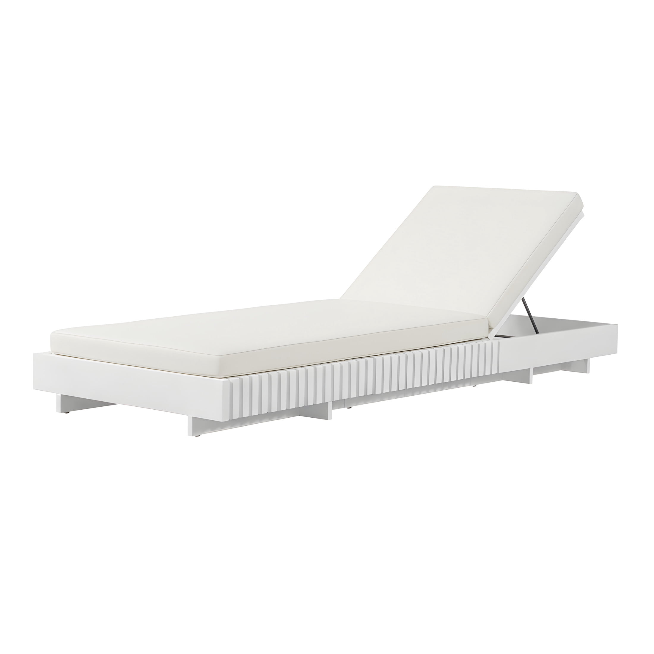 Christopher Knight Home Outdoor Chaise Lounge with 4" Cushion, Adjustable Recliner, White + Cream