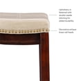 thumbnail image 6 of Linon Claridge Backless Wood Bar Stool, 32" Seat Height, Dark Brown Finish with Beige Fauz Leather Fabric, 6 of 16