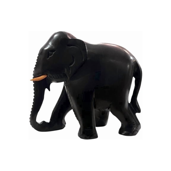 Hand-Carved Ebony Wood Elephant Decorative Statue – Handmade Wooden Animal Figurine for Home Décor