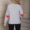 thumbnail image 7 of Women Valentines Day Sweater Crew Neck Cute Heart Sweaters Long Sleeve Casual Ribbed Knit Pullover Top Gray, S, 7 of 7