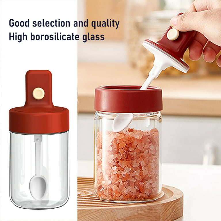 Kitchen Seasoning Containers Glass Spice Jars Container Transparent Sealed  Storage Seasoning Box Lid with Spoon Kitchen Bottles